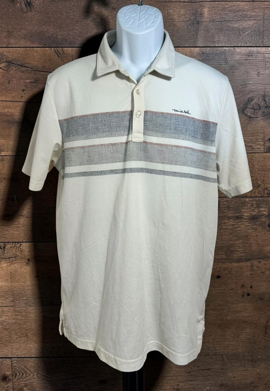Travis Mathew Golf Polo Shirt Men's Size L Cream Performance Short Sleeve Casual